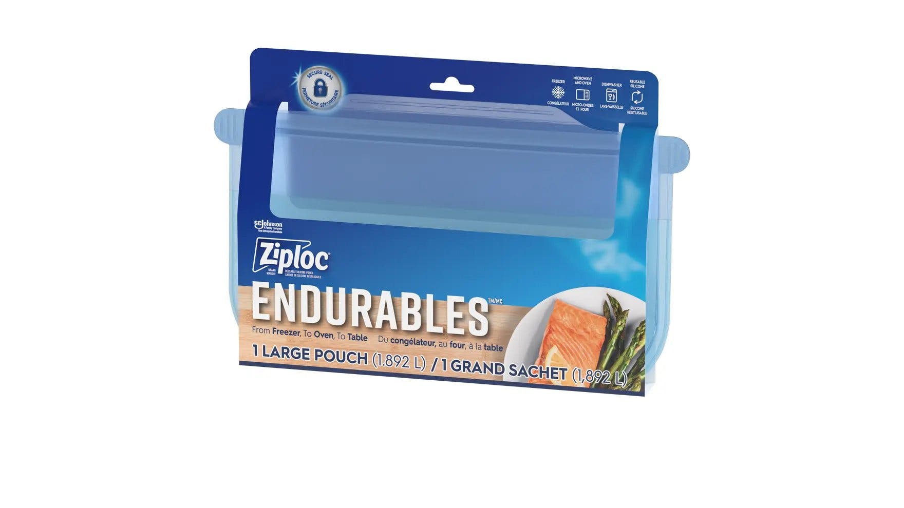Angle of Ziploc large pouch