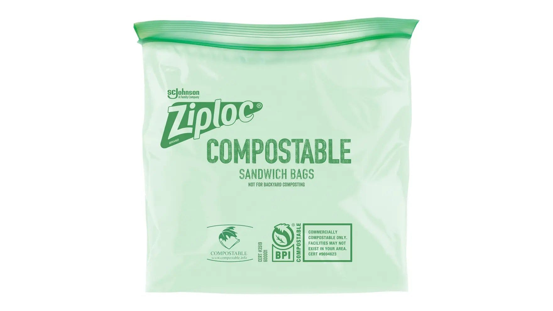 Un sac à sandwich compostable de marque Ziploc®